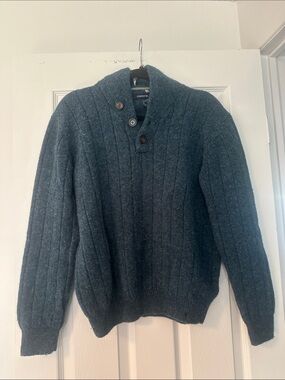 Cozy Button-Neck Turtleneck Sweater in Dark Teal